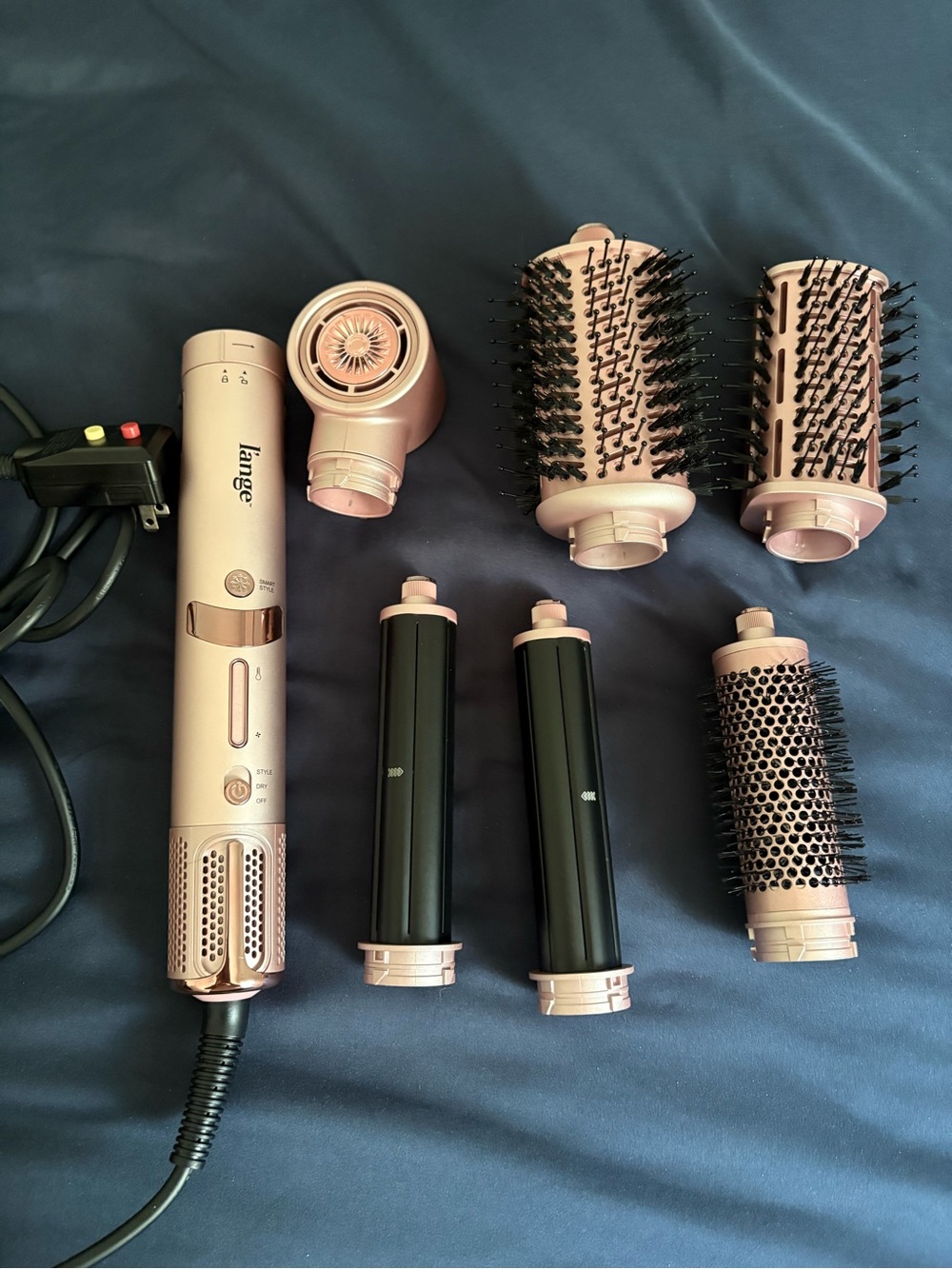Lange Rose Gold Multi-Attachment Hot Air Styler with Black Barrels